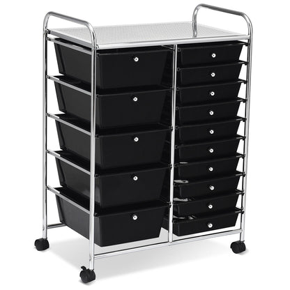 15-Drawer Utility Rolling Organizer Cart Multi-Use Storage, Black File Cabinets at Gallery Canada