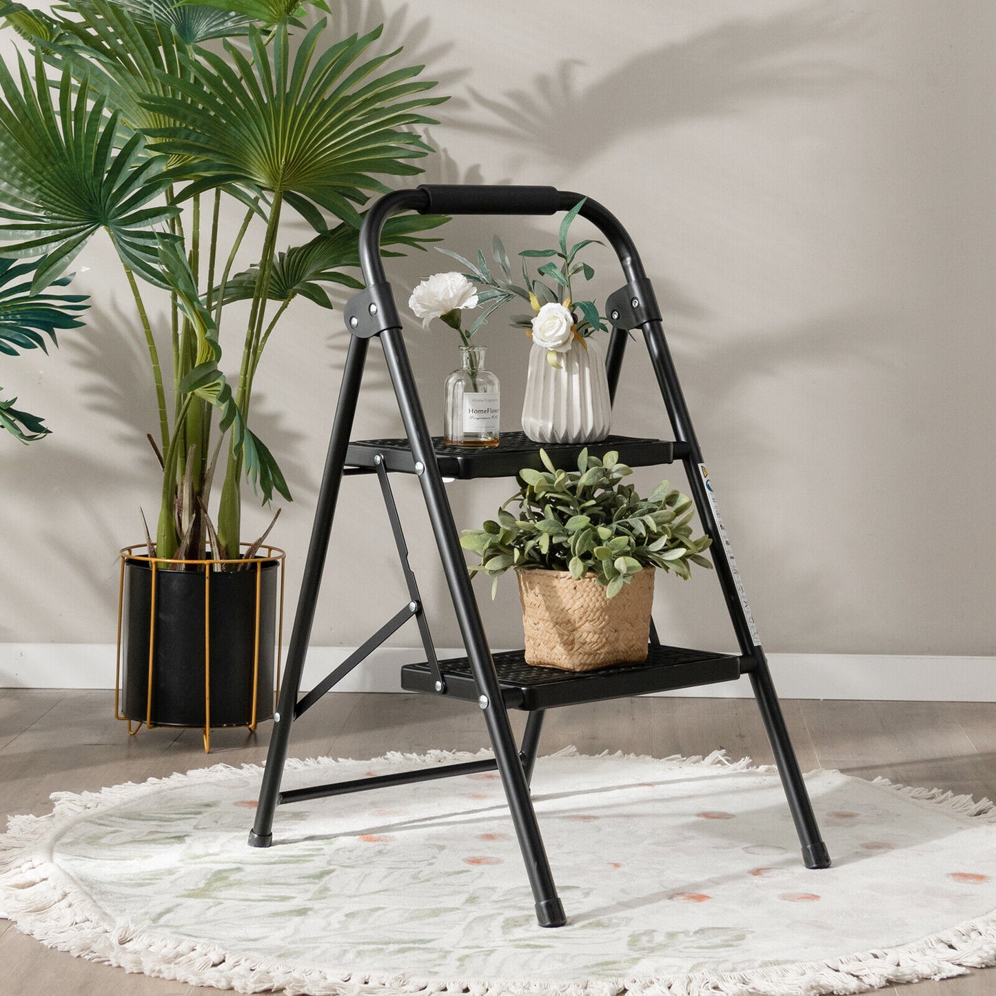 2-Step/3-Step Ladder with Wide Anti-Slip Pedal-2-Step, Black Ladders at Gallery Canada