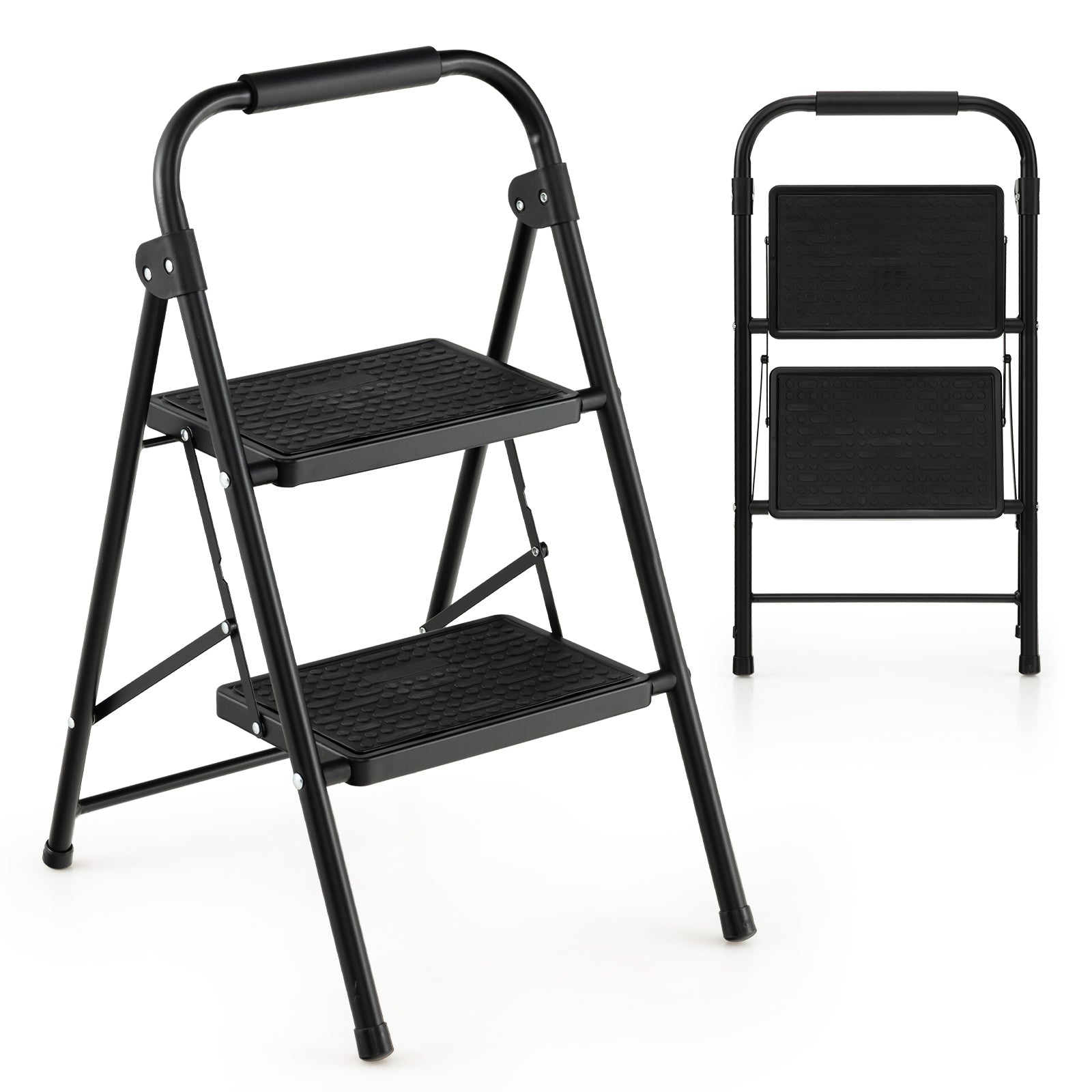 2-Step Ladder, Wide Anti-Slip Pedal, Black Ladders Black at Gallery Canada