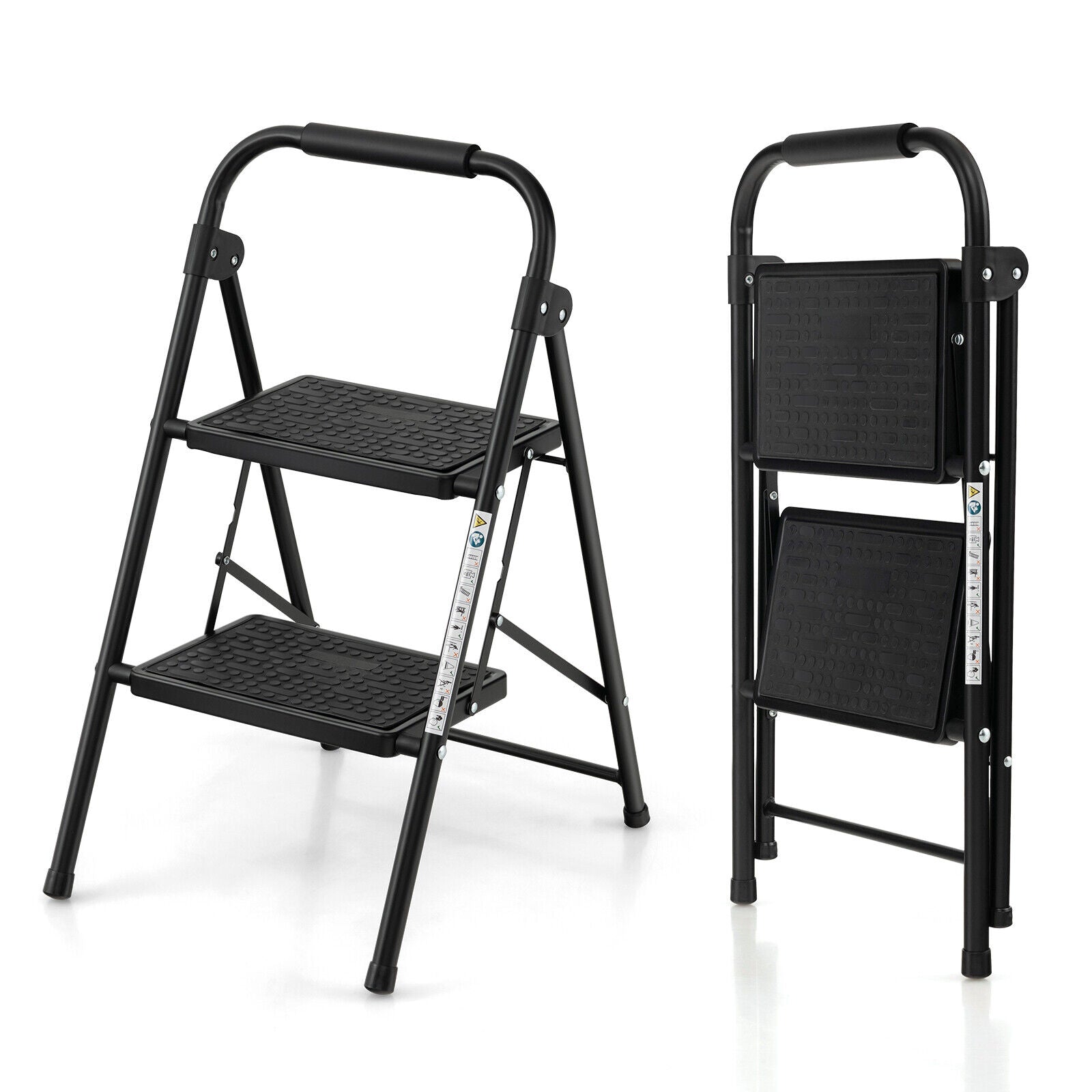 2-Step/3-Step Ladder with Wide Anti-Slip Pedal-2-Step, Black Ladders at Gallery Canada
