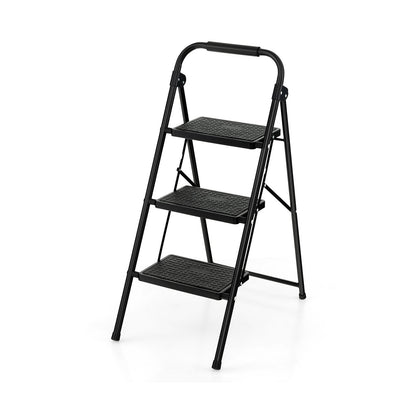 3-Step Ladder with Wide Anti-Slip Pedal-3-Step, Black - Gallery Canada