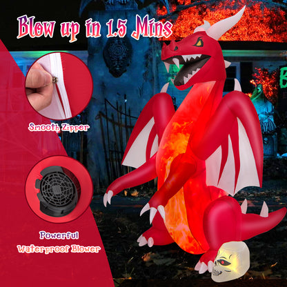 8 Feet Halloween Inflatable Dragon With Wings, Skull, Red Halloween at Gallery Canada