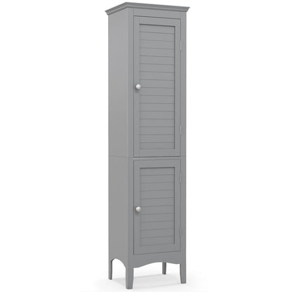 Tall Bathroom Floor Cabinet with Shutter Doors and Adjustable Shelf, Gray Floor Cabinets at Gallery Canada