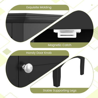 Tall Bathroom Floor Cabinet with Shutter Doors and Adjustable Shelf, Black Floor Cabinets at Gallery Canada