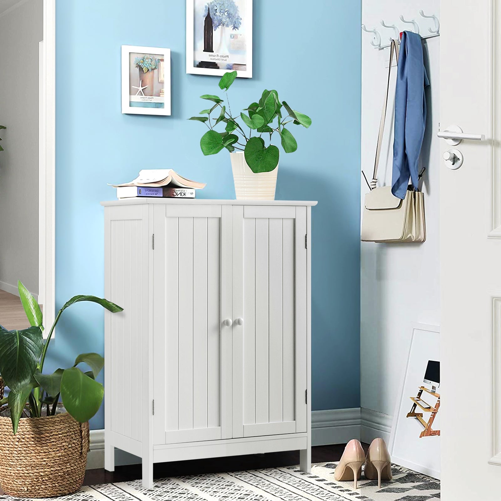 Bathroom Floor Storage Double Door Cupboard Cabinet, White Floor Cabinets at Gallery Canada