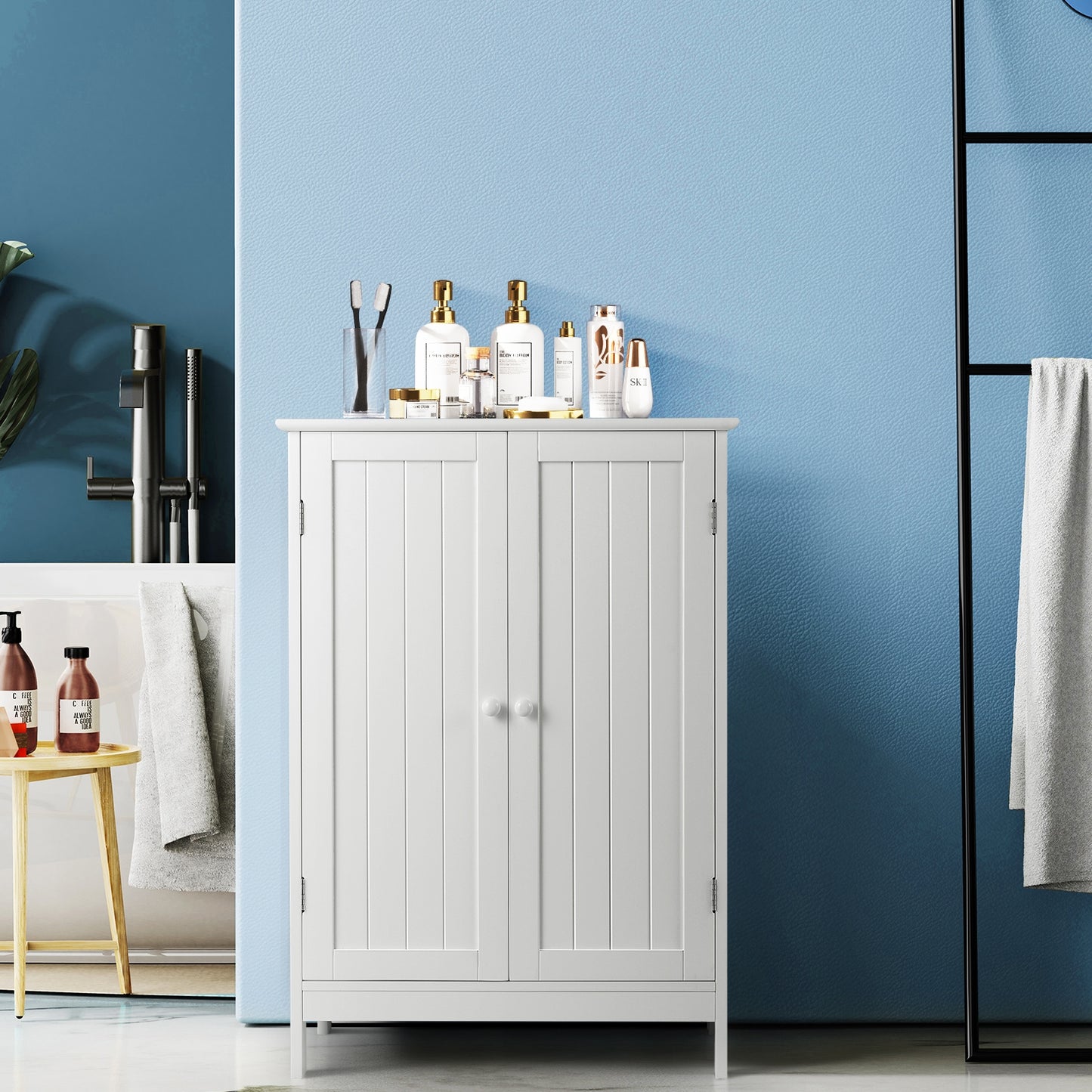 Bathroom Floor Storage Double Door Cupboard Cabinet, White Floor Cabinets at Gallery Canada