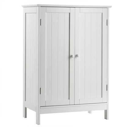 Bathroom Floor Storage Cabinet, Double Door, White