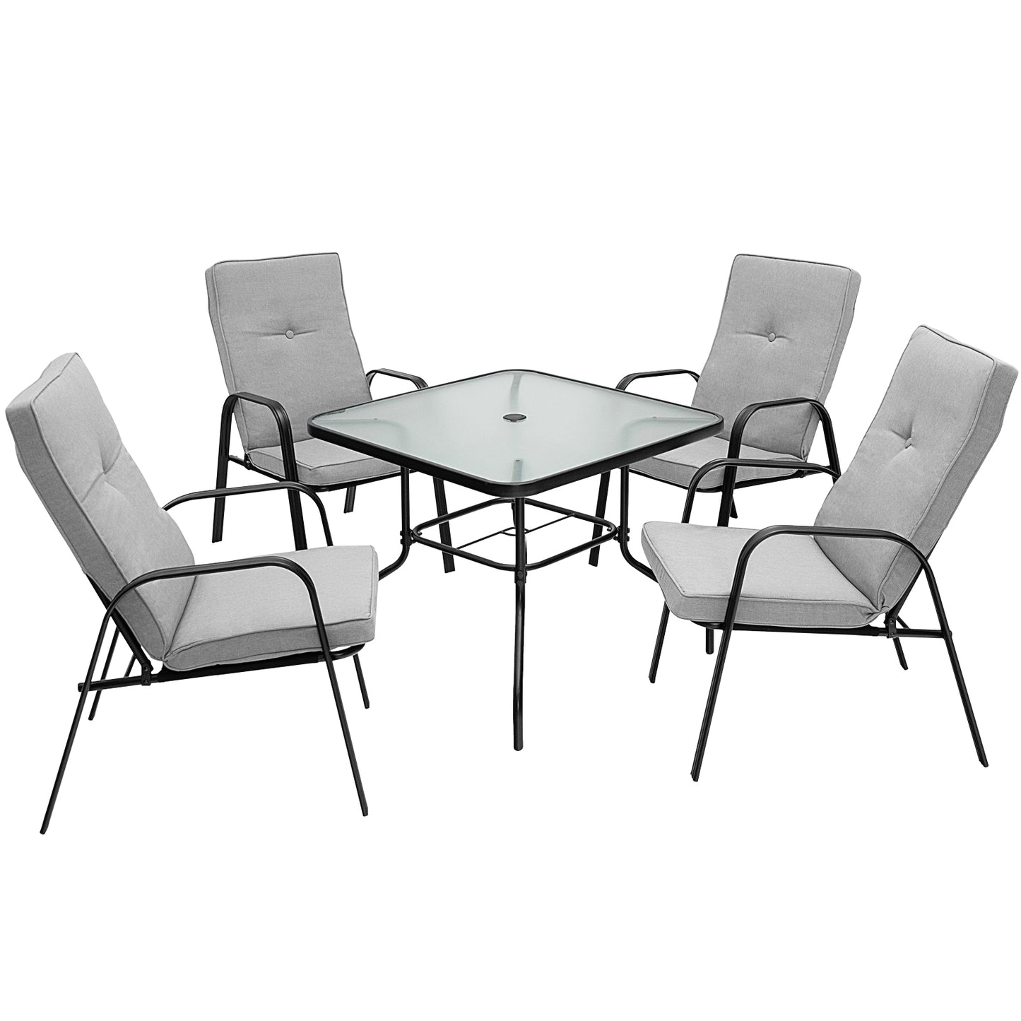 5 Pieces Outdoor Dining Set with 4 Stackable Chair and High-Back Cushions, Gray Patio Dining Sets at Gallery Canada