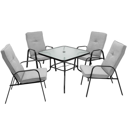 5 Pieces Outdoor Dining Set with 4 Stackable Chair and High-Back Cushions, Gray Patio Dining Sets at Gallery Canada