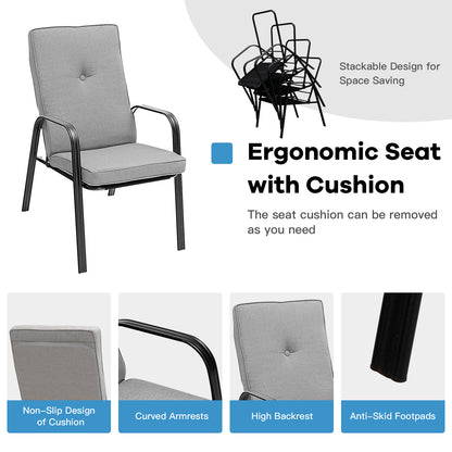 5 Pieces Outdoor Dining Set with 4 Stackable Chair and High-Back Cushions, Gray Patio Dining Sets at Gallery Canada