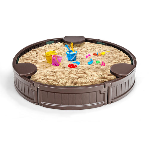 Sandbox With Built-In Corner Seat And Cover, Brown