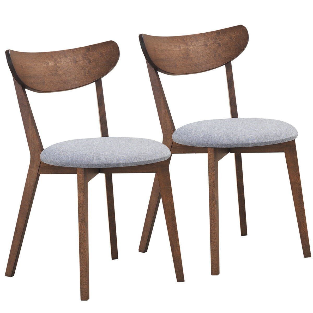 Set of 2 Dining Chairs Upholstered Curved Back Side, Walnut Dining Chairs Walnut at Gallery Canada