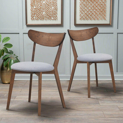 Set Of 2 Dining Chairs, Upholstered Curved Back Side, Walnut Dining Chairs at Gallery Canada