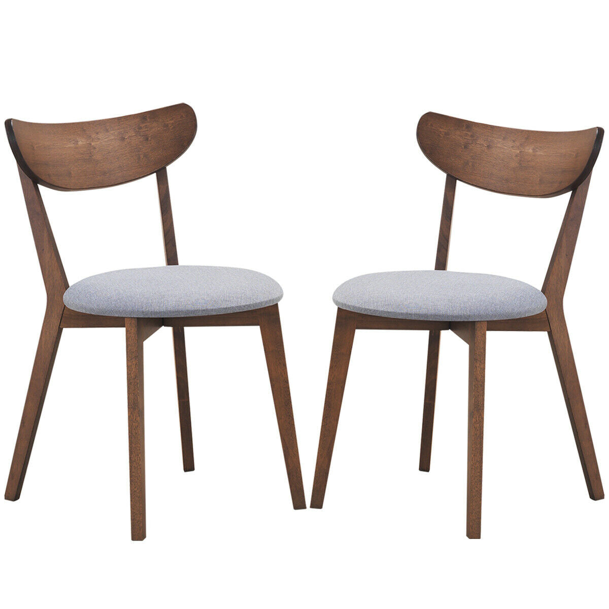 Set of 2 Dining Chairs Upholstered Curved Back Side, Walnut Dining Chairs at Gallery Canada