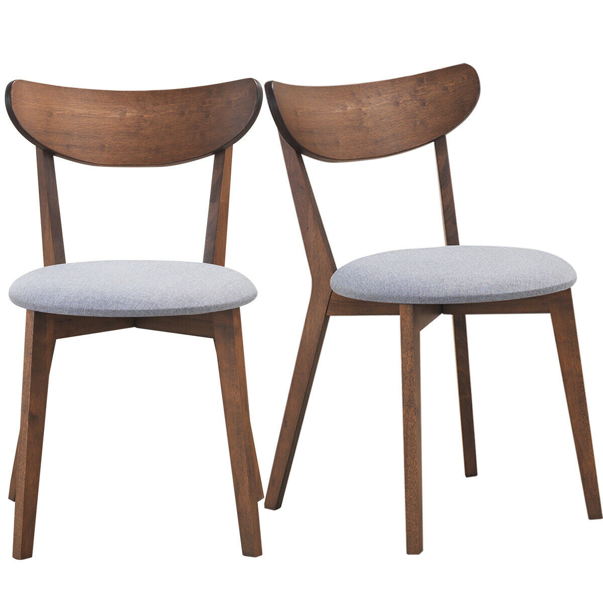 Set of 2 Dining Chairs Upholstered Curved Back Side, Walnut Dining Chairs at Gallery Canada