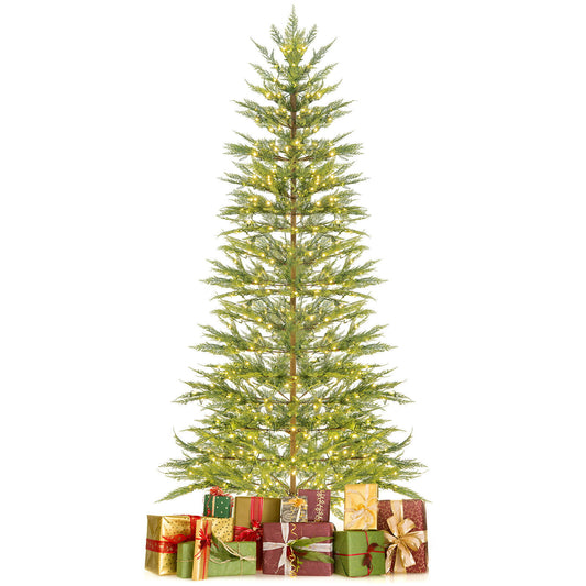 6.5/7.5 Feet Artificial Cypress Christmas Tree Pre-lit Hinged-7.5 ft, Green at Gallery Canada
