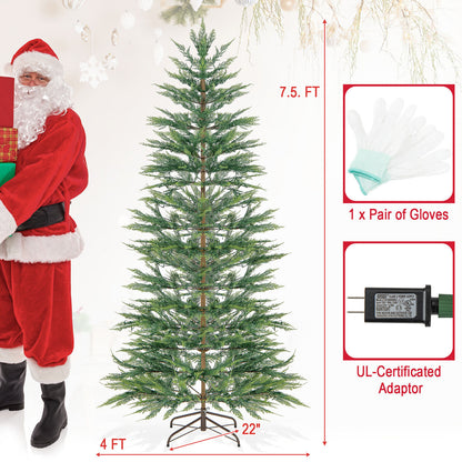 6.5/7.5 Ft Pre-lit Artificial Cypress Christmas Tree, Green