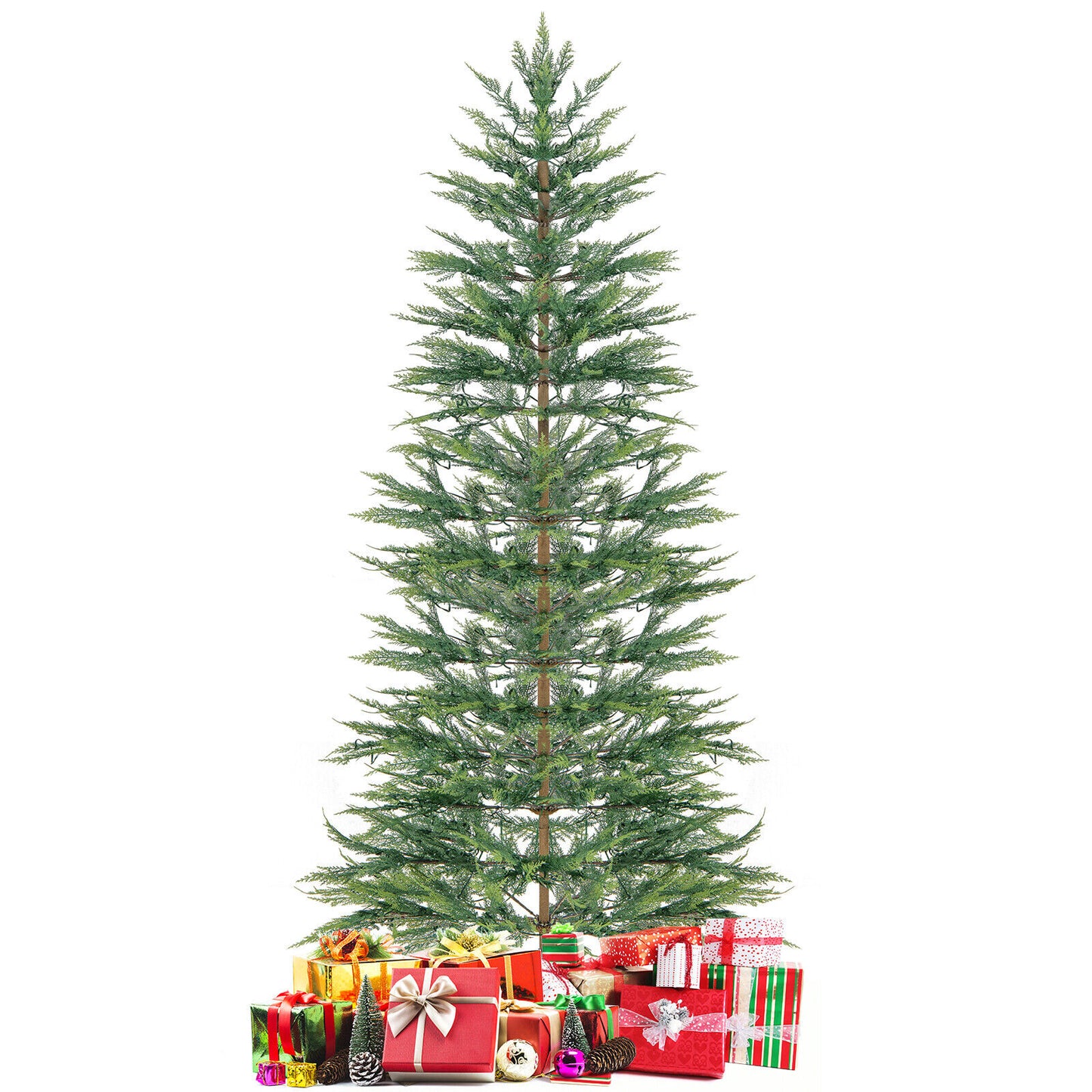 6.5/7.5 Ft Pre-lit Artificial Cypress Christmas Tree, Green