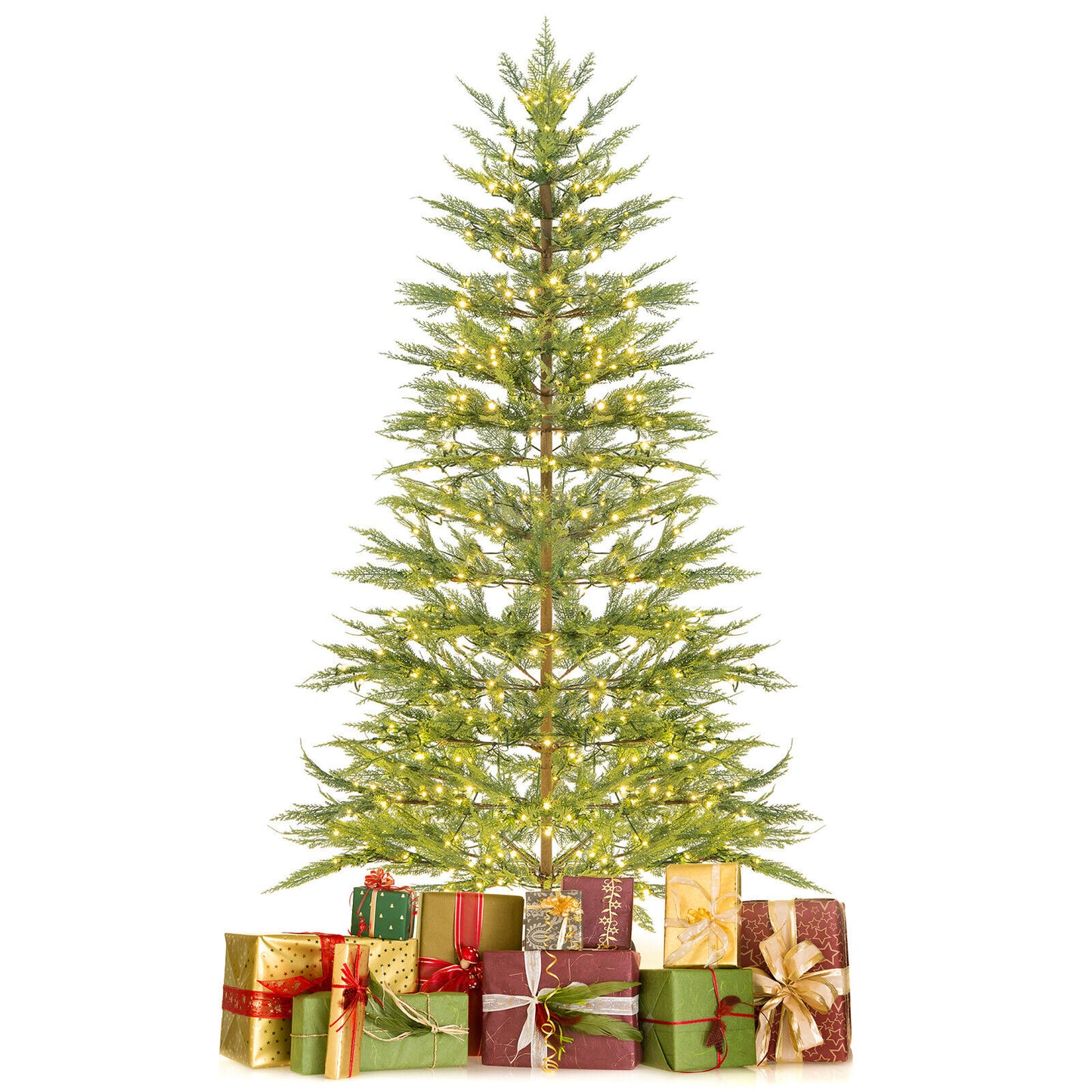6.5/7.5 Ft Artificial Cypress Christmas Tree Pre-Lit Hinged