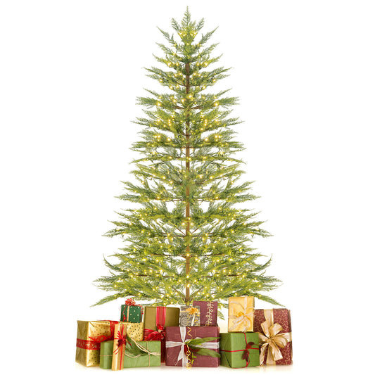 6.5/7.5 Feet Artificial Cypress Christmas Tree Pre-lit Hinged-6.5 ft, Green - Gallery Canada