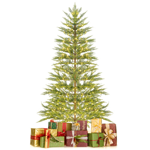 6.5/7.5 Ft Artificial Cypress Christmas Tree Pre-Lit Hinged