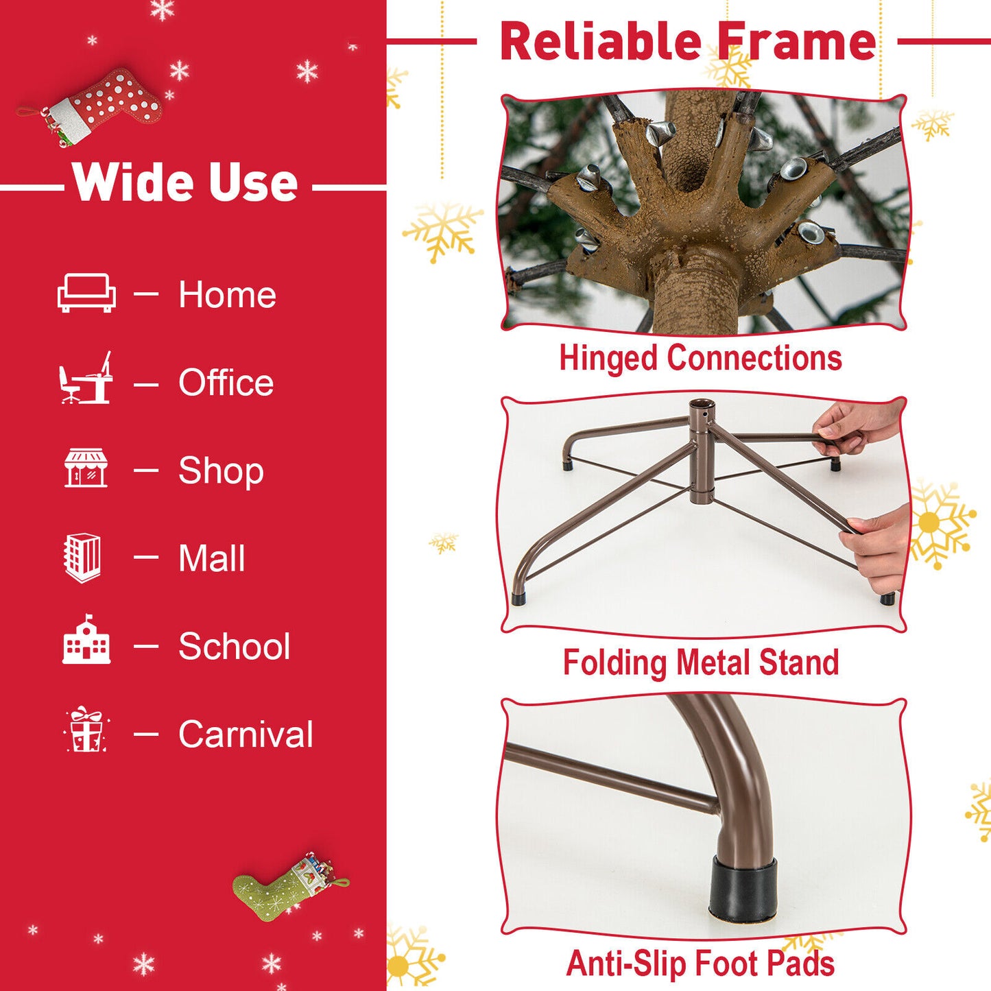 6.5/7.5 Ft Artificial Cypress Christmas Tree Pre-Lit Hinged