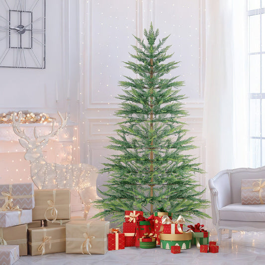 6.5/7.5 Feet Artificial Cypress Christmas Tree Pre-lit Hinged-6.5 ft, Green - Gallery Canada