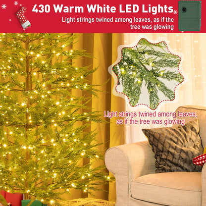 6.5/7.5 Ft Artificial Cypress Christmas Tree Pre-Lit Hinged