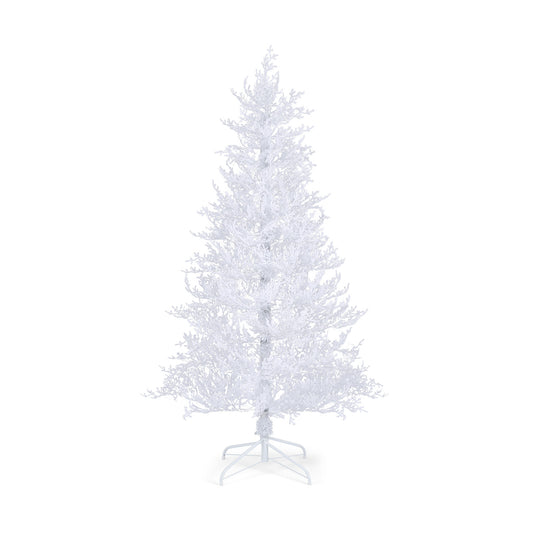 6 Feet Artificial Christmas Tree, 383 PE Branch Tips, 300 LED Lights, White