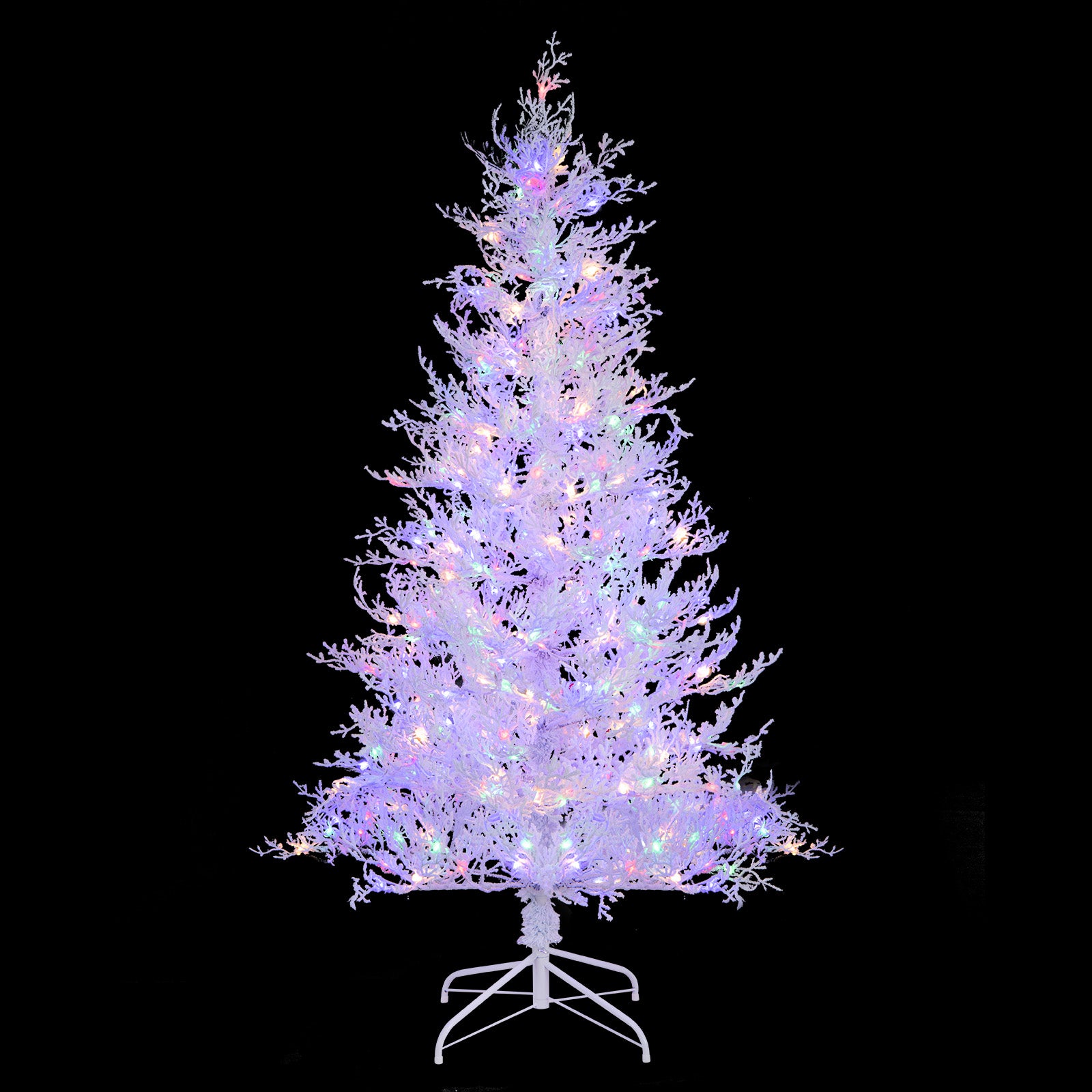 6 Feet Artificial Xmas Tree with 383 PE Branch Tips and 300 LED Lights, White Christmas Tree at Gallery Canada