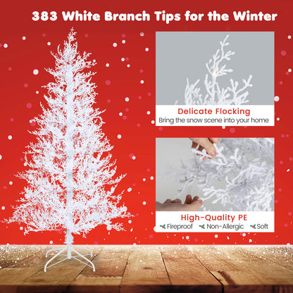 6 Feet Artificial Xmas Tree with 383 PE Branch Tips and 300 LED Lights, White Christmas Tree at Gallery Canada