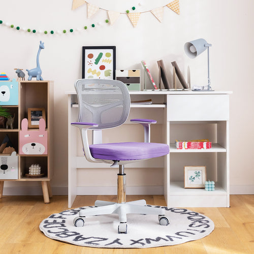 Adjustable Desk Chair with Auto Brake Casters for Kids, Purple