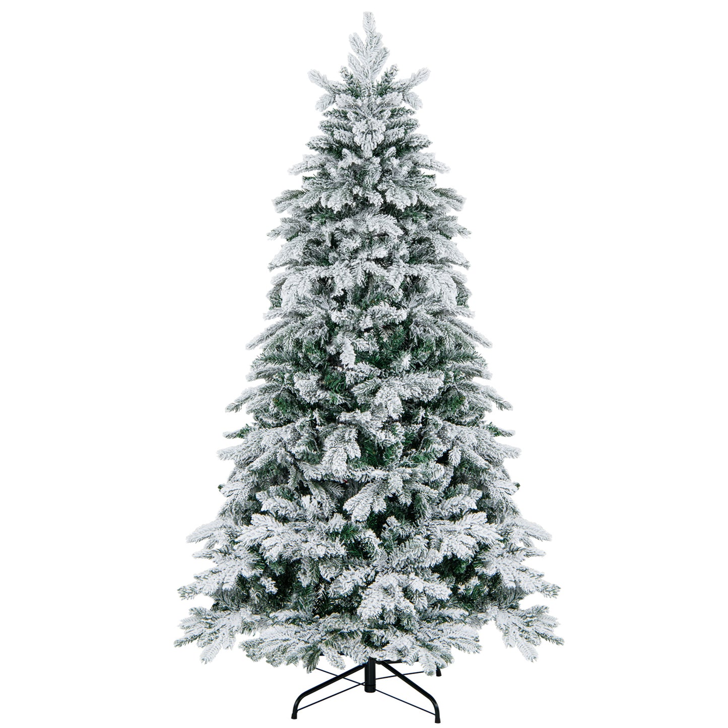 4.5/6/7 Feet Flocked Christmas Tree with Warm White LED Lights-6 ft, White Christmas Tree 6 ft at Gallery Canada