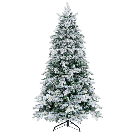 4.5/6/7 Feet Flocked Christmas Tree with Warm White LED Lights-6 ft, White Christmas Tree 6 ft at Gallery Canada