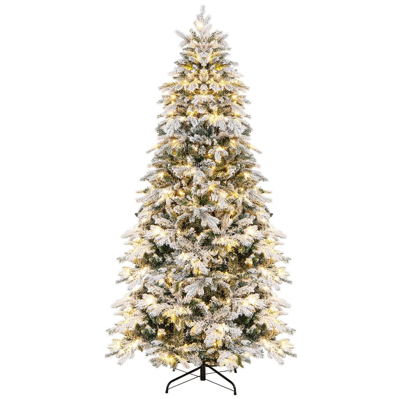4.5/6/7 Feet Flocked Christmas Tree with Warm White LED Lights-6 ft, White Christmas Tree at Gallery Canada
