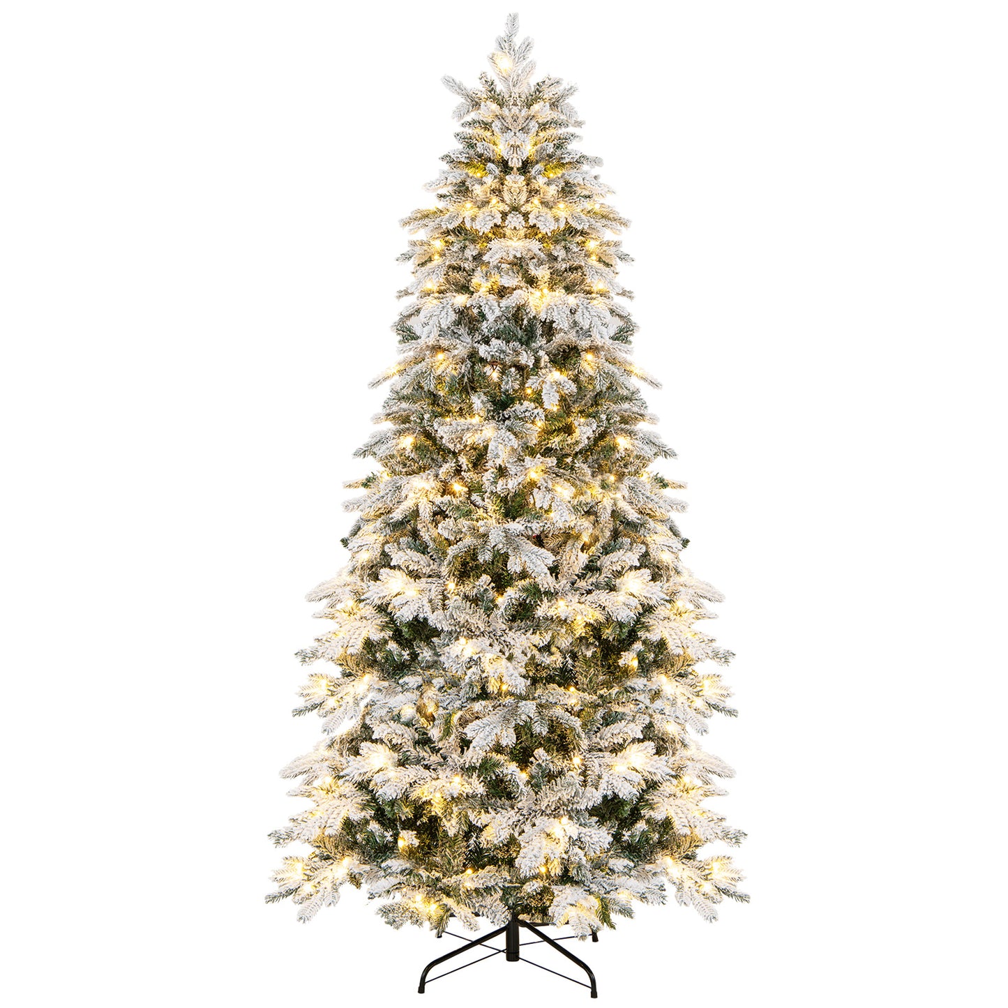 4.5/6/7 Feet Flocked Christmas Tree with Warm White LED Lights-6 ft, White Christmas Tree at Gallery Canada