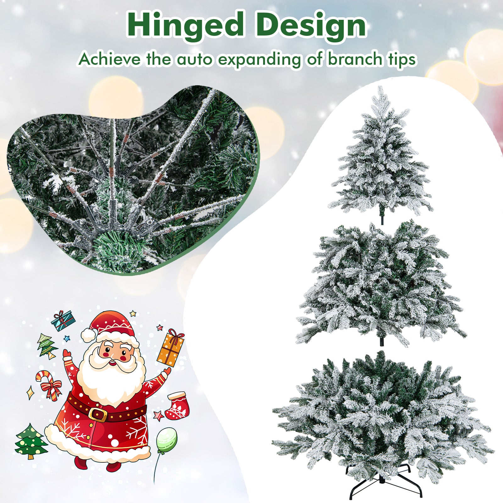4.5/6/7 Feet Flocked Christmas Tree with Warm White LED Lights-6 ft, White Christmas Tree at Gallery Canada