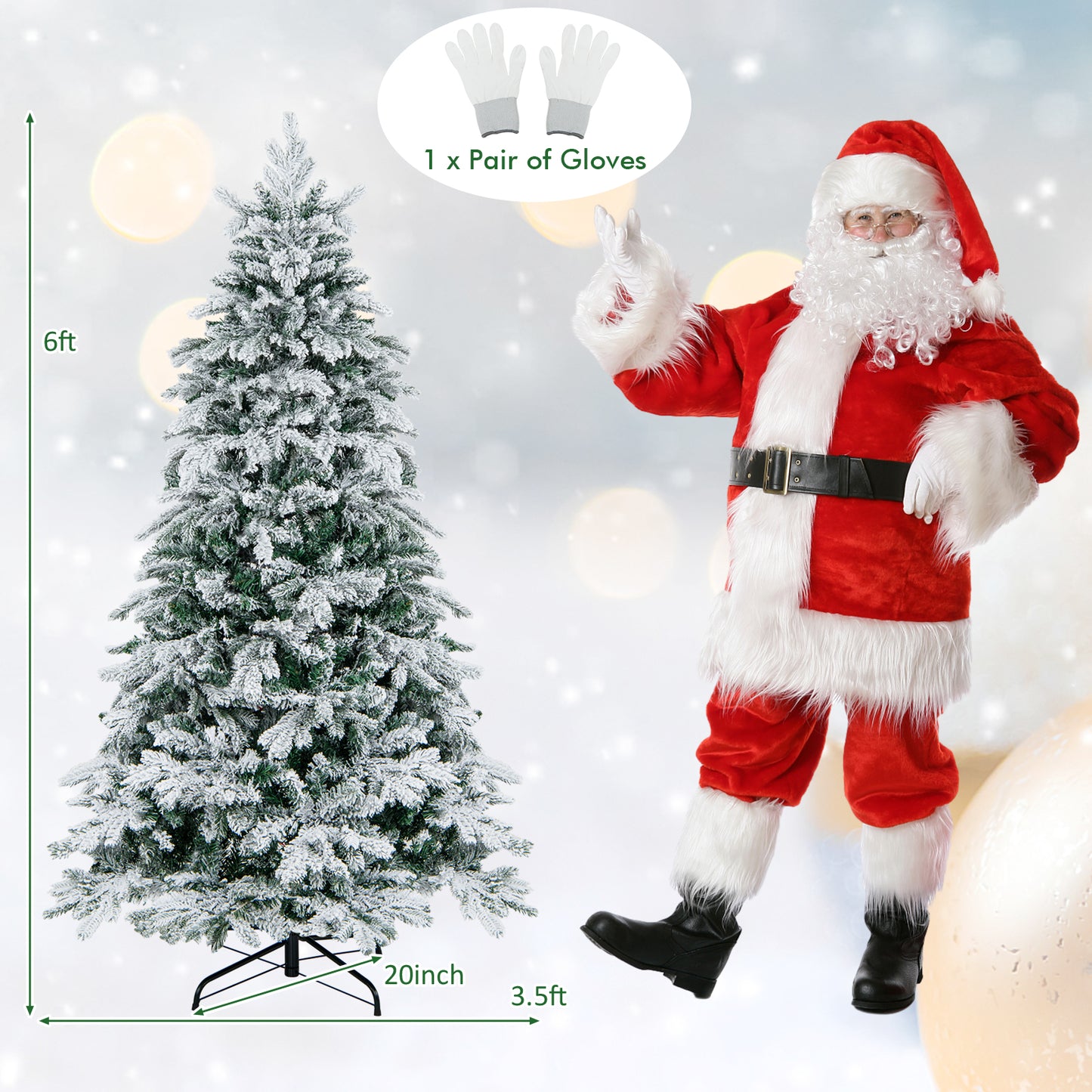 4.5/6/7 Feet Flocked Christmas Tree with Warm White LED Lights-6 ft, White Christmas Tree at Gallery Canada
