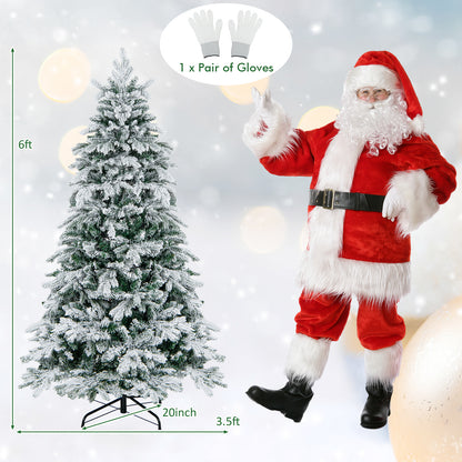 4.5/6/7 Feet Flocked Christmas Tree with Warm White LED Lights-6 ft, White Christmas Tree at Gallery Canada