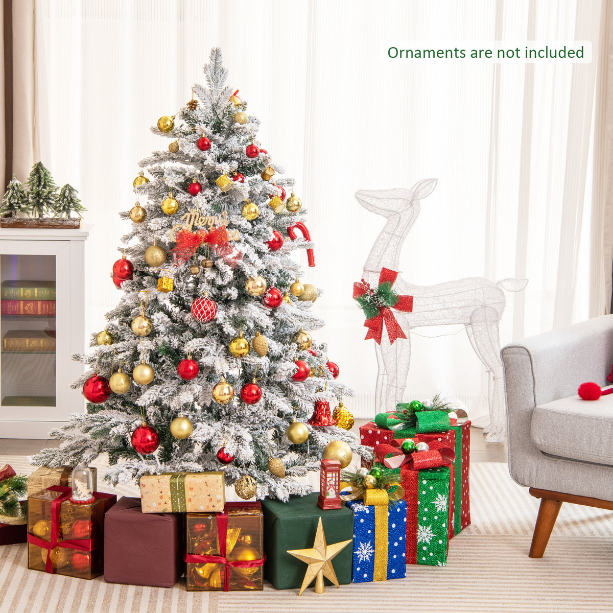 Flocked Christmas Tree With Warm White LED Lights, 4.5 ft, White Christmas Tree at Gallery Canada