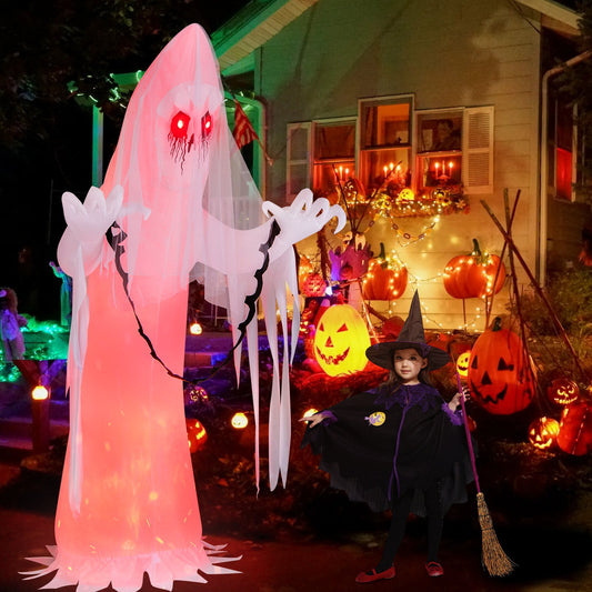 8 Feet Halloween Inflatable Haunting Ghost Bride with Flame LED Light, White - Gallery Canada