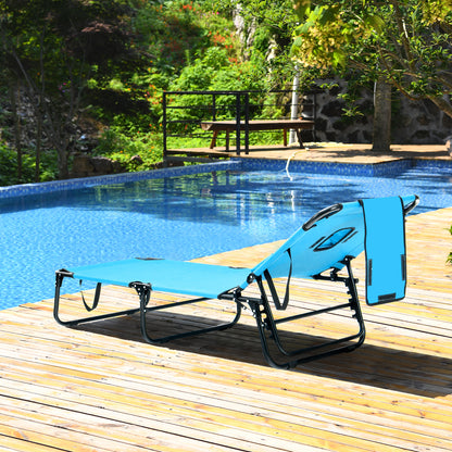 Beach Chaise Lounge Chair with Face Hole and Removable Pillow, Turquoise Outdoor Chaise Lounges at Gallery Canada