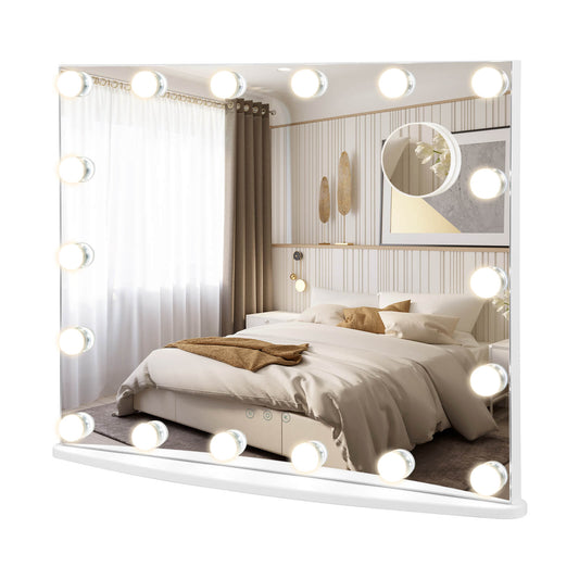 Vanity Mirror, 18 Dimmable LED Bulbs, 3 Color Lighting Modes, White Wall Mirrors White at Gallery Canada