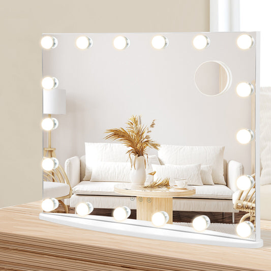 Vanity Mirror with 18 Dimmable LED Bulbs and 3 Color Lighting Modes, White Wall Mirrors White at Gallery Canada