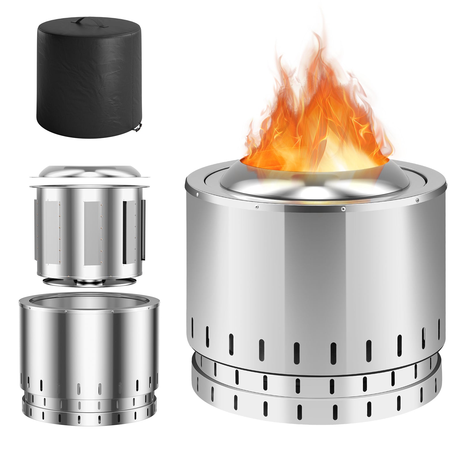 Stainless Steel Fire Pit With Ash Pan, Silver Fire Pits Silver at Gallery Canada