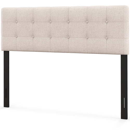 Linen Upholstered Headboard, Solid Rubber Wood Legs, Beige