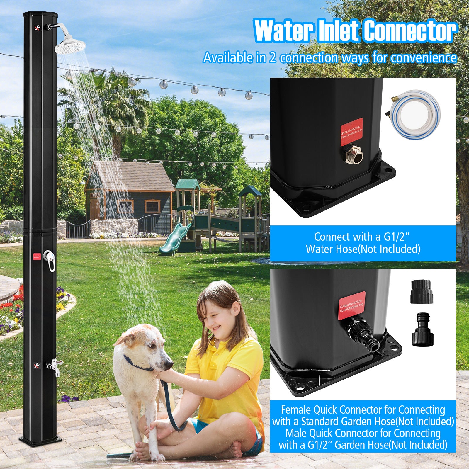 Outdoor Solar Heating 7.2 Ft Adjustable Shower Head, Black Portable Toilets & Showers at Gallery Canada