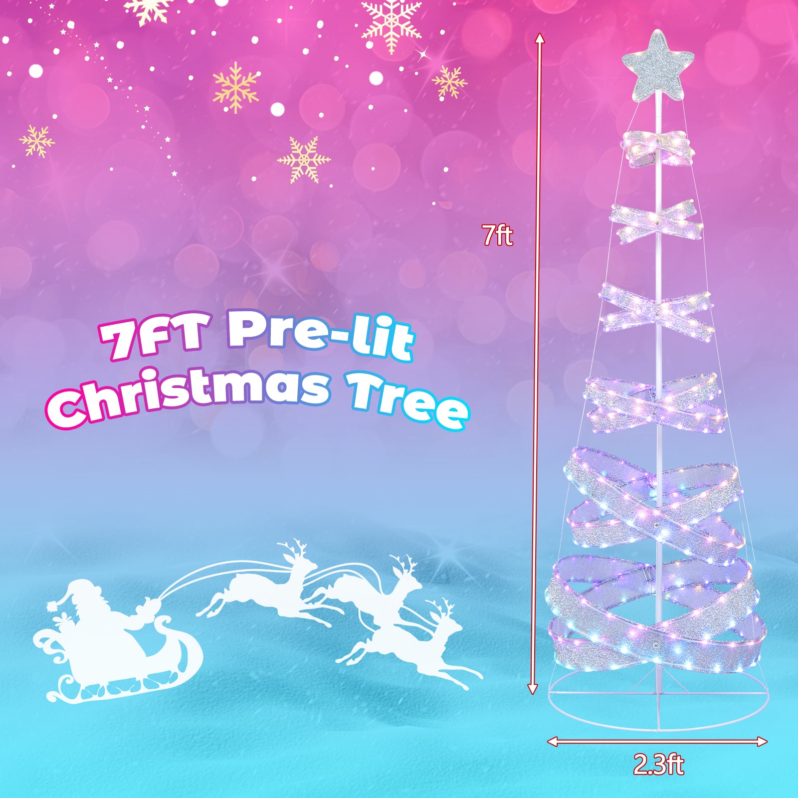 7 Feet Outdoor Spiral Christmas Tree for Party Xmas New Year Decoration, White Christmas Tree at Gallery Canada
