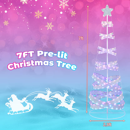 7 Feet Outdoor Spiral Christmas Tree for Party Xmas New Year Decoration, White Christmas Tree at Gallery Canada