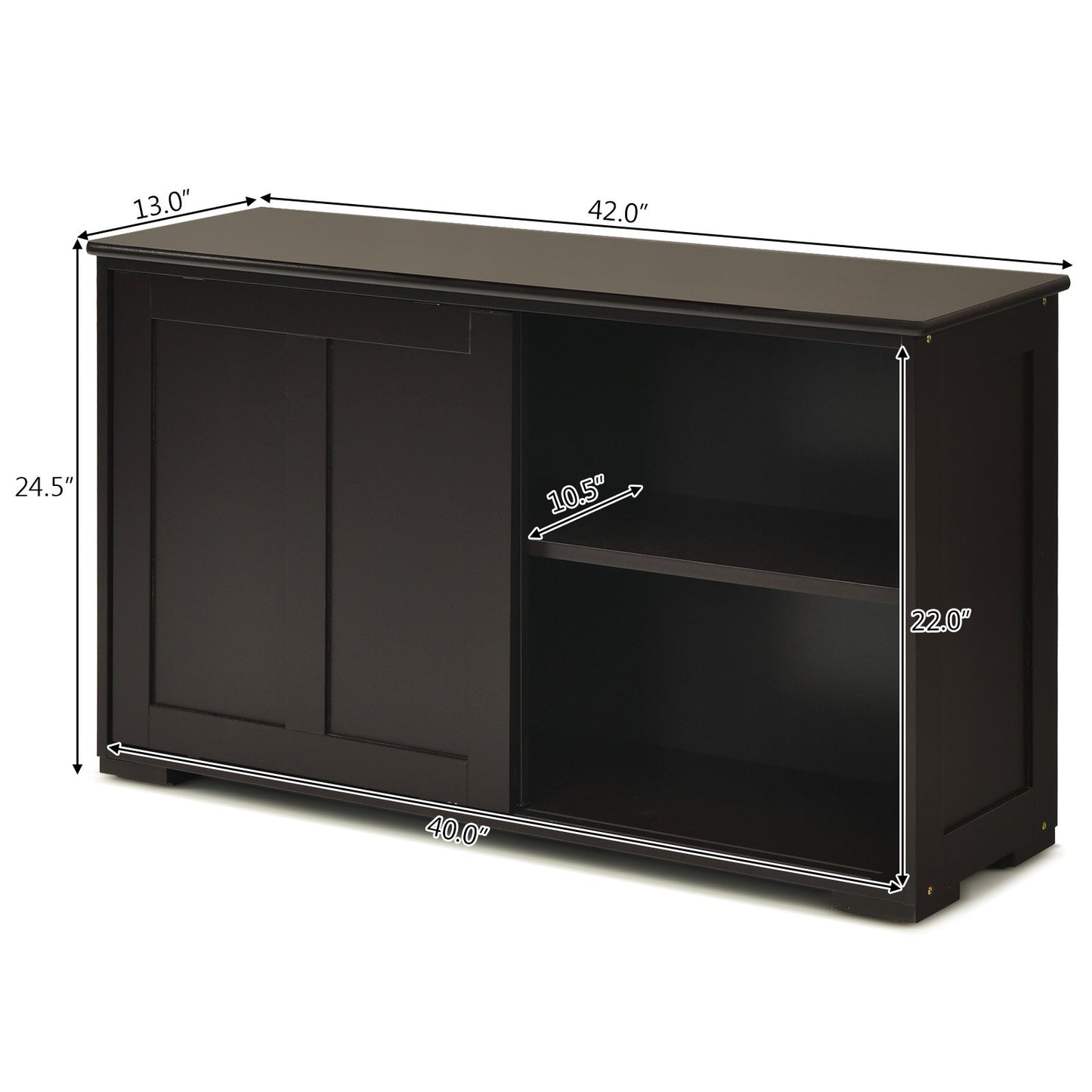 Kitchen Storage Cabinet with Wood Sliding Door, Brown - Gallery Canada